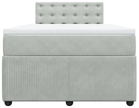 Cama boxspring c/ colchão 120x200 cm veludo cinzento-claro