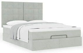 Estrutura de cama otomana com colchões 140x190cm cinzento claro