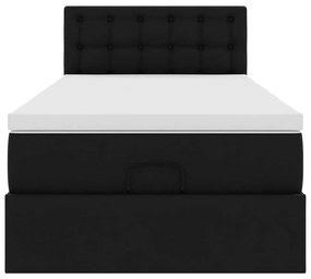 Cama otomana com colchão 80x200 cm couro artificial preto