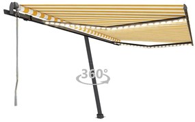 Toldo autom. LED e sensor de vento 400x300 cm amarelo/branco