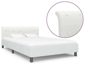 Estrutura de cama 140x200 cm couro artificial branco