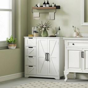 Móvel de cozinha, sala, casa banho, móvel de arrumação 81,2 x 30 x 83,8 cm, com 4 gavetas e 1 armário, para espaços reduzidos, branco