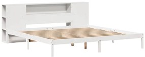 Cama com estante sem colchão 200x200 cm pinho maciço branco