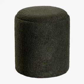 Pufe Redondo Estofado Berkeleni Com Bandeja E Armazenamento Ø40 Cm & Chenille Verde Sálvia - Sklum