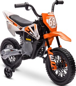 AIYAPLAY Moto Elétrica Infantil 12V com Música 2,4 a 5 km/h Rodas Auxiliares 109,x60x72,5 cm Laranja Brinquedo para Crianças 3-8 Anos | Aosom Portugal