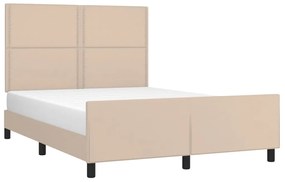 Estrutura cama cabeceira 140x200 cm couro artificial cappuccino