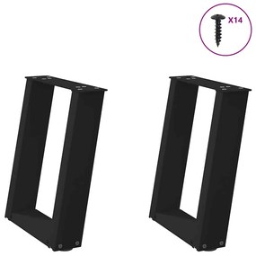 Pés para mesa de centro em formato de U, 2 peças, preto, 38x(42-43) cm