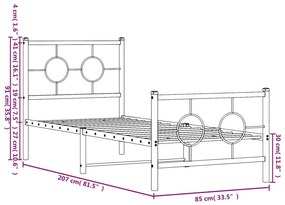 Estrutura de cama com cabeceira e pés 80x200 cm metal branco