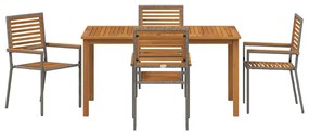 Conjunto de Jantar de Jardim 5 pcs Cinzeto 150 x 90 x 74 cm