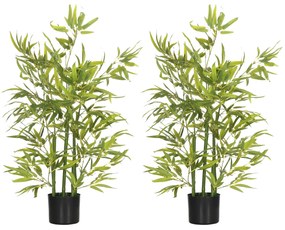 HOMCOM Conjunto de 2 Plantas Artificiais de Bambu com Vaso 90cm Bambus