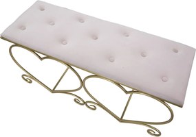 BANCO CORAÇÃO ROSA 105X37,5X51,5 CM DOURADO E ROSA