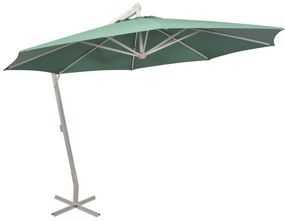 vidaXL Guarda-sol suspenso com poste de alumínio 350 cm verde
