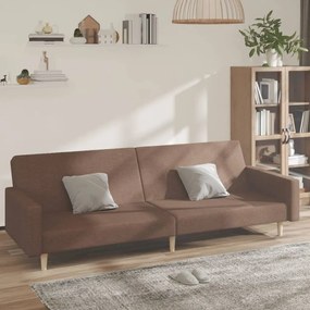 vidaXL Sofá-cama de 2 lugares tecido castanho