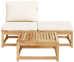 3 pcs conjunto lounge de jardim c/ almofadões acácia maciça