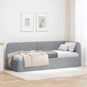 vidaXL Estrutura de Cama de Canto Cinzento-claro 80 x 200 cm tecido