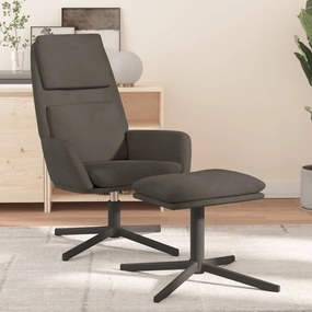 vidaXL Cadeira de descanso com banco veludo cinzento-escuro
