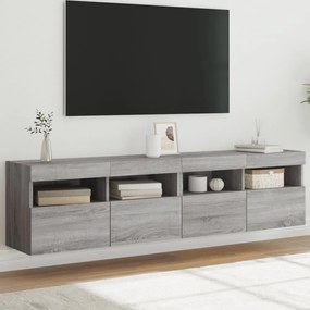 vidaXL Móveis de parede para TV com luzes LED 2 pcs cinzento sonoma