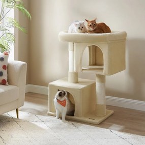 Arranhador gatos XL 68 x 48 x 101 cm com plataforma grande Bege