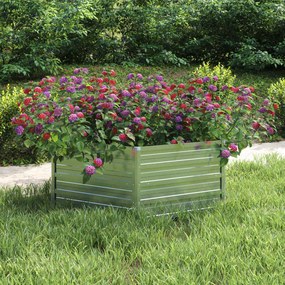 vidaXL Canteiro elevado de jardim 129x45 cm aço galvanizado prateado