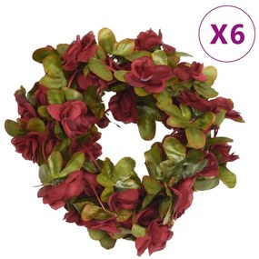 Grinaldas de flores de Natal 6 pcs 250 cm vermelho-tinto