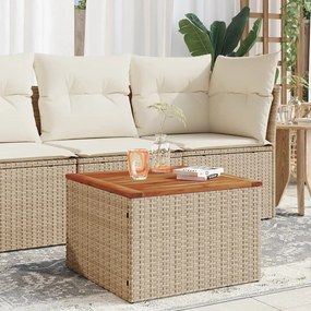 vidaXL Mesa de jardim 55x55x37 cm vime PE e madeira de acácia bege