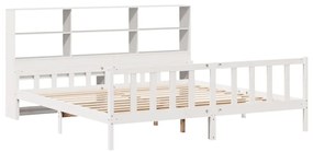 Cama com estante sem colchão 180x200 cm pinho maciço branco