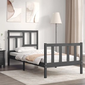 Estrutura de cama com cabeceira 100x200cm madeira maciça preto