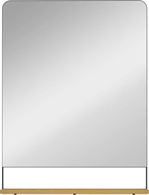 HOMCOM Espelho de parede 80 x 60 cm com prateleira em madeira, espelho retangular moderno com moldura em metal, preto | Aosom Portugal