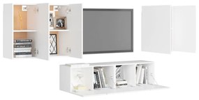 6 pcs conjunto de móveis de TV contraplacado branco