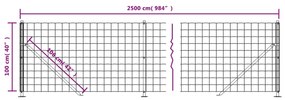 Cerca de malha de arame com flange 1x25 m verde