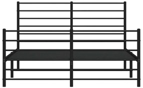 Estrutura de cama com cabeceira e pés 135x190 cm metal preto