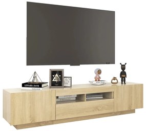 Móvel de TV Giancarlo com Luzes LED de 180cm - Carvalho - Design Moder