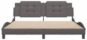 Estrutura cama c/ cabeceira 180x200cm couro artificial cinzento