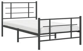 Estrutura de cama com cabeceira e pés 100x190 cm metal preto