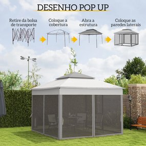 Tenda Dobrável Exterior 325x325x270 cm Tenda de Jardim com Teto Duplo