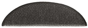 Tapetes escada adesivos aspeto sisal 15 pcs 56x17x3cm antracite