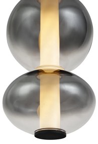 Candeeiro suspenso Art Deco preto com vidro fumado e transparente 5-luzes Incl. LED - Lizzy