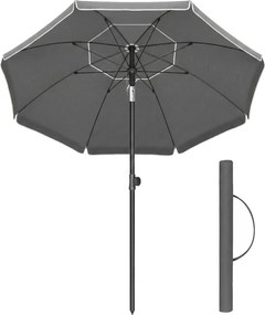 Guarda-sol regulável em altura, 200 cm, proteção UV UPF 50+ Cinza