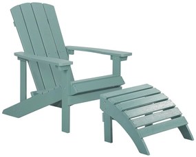Cadeira de jardim azul turquesa com repousa-pés ADIRONDACK Beliani