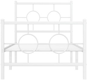 Estrutura de cama com cabeceira e pés 80x200 cm metal branco