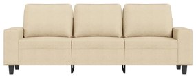Sofá de 3 lugares com apoio de pés 180 cm tecido cor creme