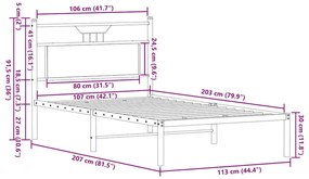 Estrutura de cama sem colchão 107x203 cm carvalho fumado