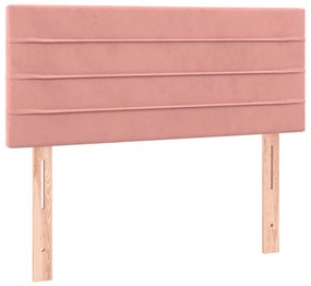 Cama box spring c/ colchão luzes e LED 120x190 cm veludo rosa
