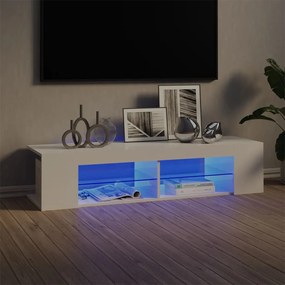Móvel de TV com luzes LED 135x39x30 cm branco brilhante