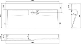 Mexen Ava lavatório de bancada de aglomerado B/O 100 x 46 cm, branco - 23011000