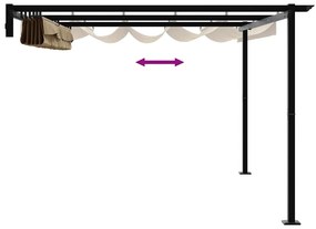 Gazebo Montado na Parede Cinzento-acastanhado 3 x 4 m Aço