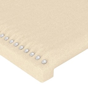 Cabeceira cama c/ luzes LED tecido 203x16x118/128 cm cor creme