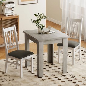 Mesa de Jantar Extensível Retangular, 140 x 80 x 77,5 cm, Para 4 a 6 Pessoas, Cinzenta