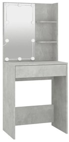 Toucador com LEDs 60x40x140 cm cinzento cimento