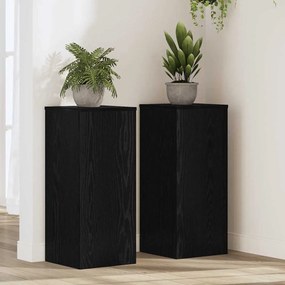 vidaXL Suportes para Plantas 2 peças Carvalho Preto 30x30x70 cm Madeira de Engenharia